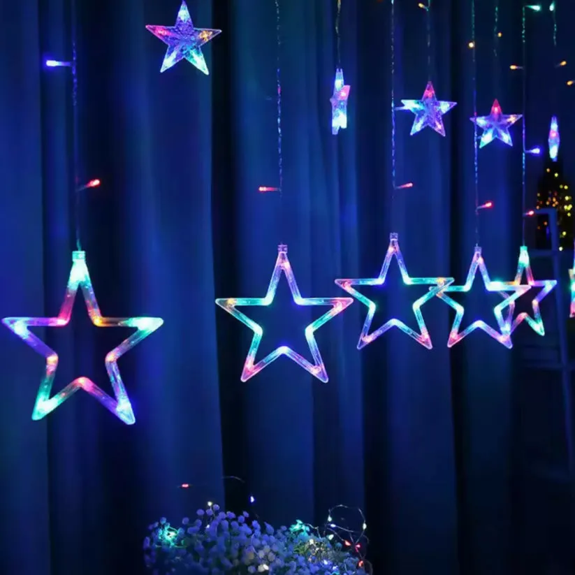 108 LED Fairy String Lights with 12 Stars(6 small & 6 big stars) for Indoor & Outdoor decor