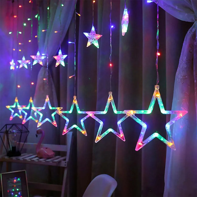 108 LED Fairy String Lights with 12 Stars(6 small & 6 big stars) for Indoor & Outdoor decor