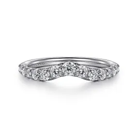 14K White Gold Curved French Pavé Diamond Wedding Band