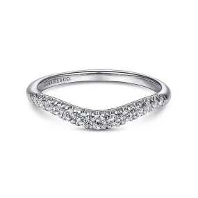 14K White Gold Curved French Pavé Diamond Wedding Band