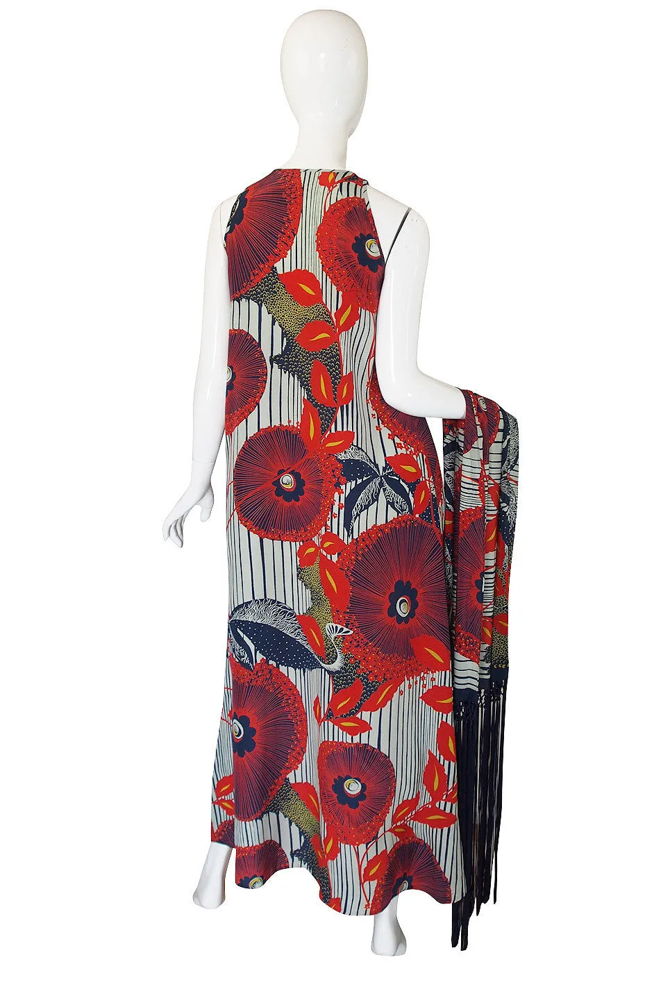 1930s Exceptional Deco Silk Print Dress & Scarf