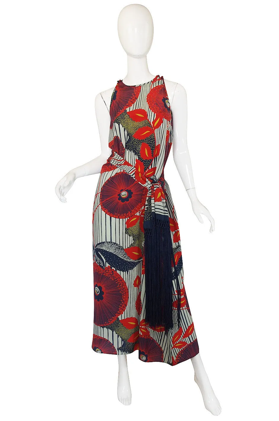 1930s Exceptional Deco Silk Print Dress & Scarf