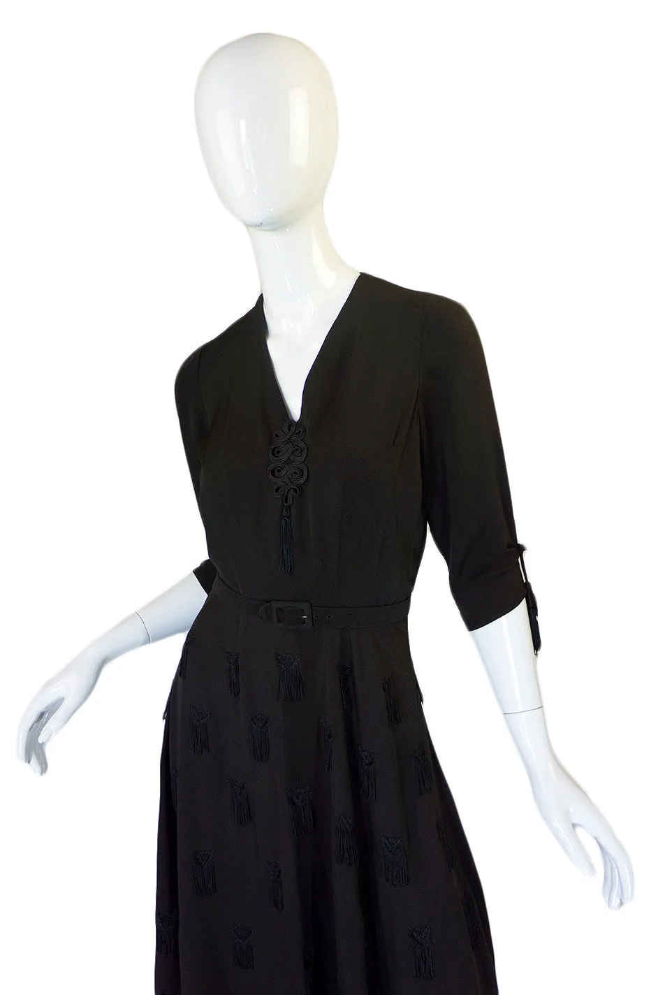 1940s Silk Tassle & Cord Swing Dress