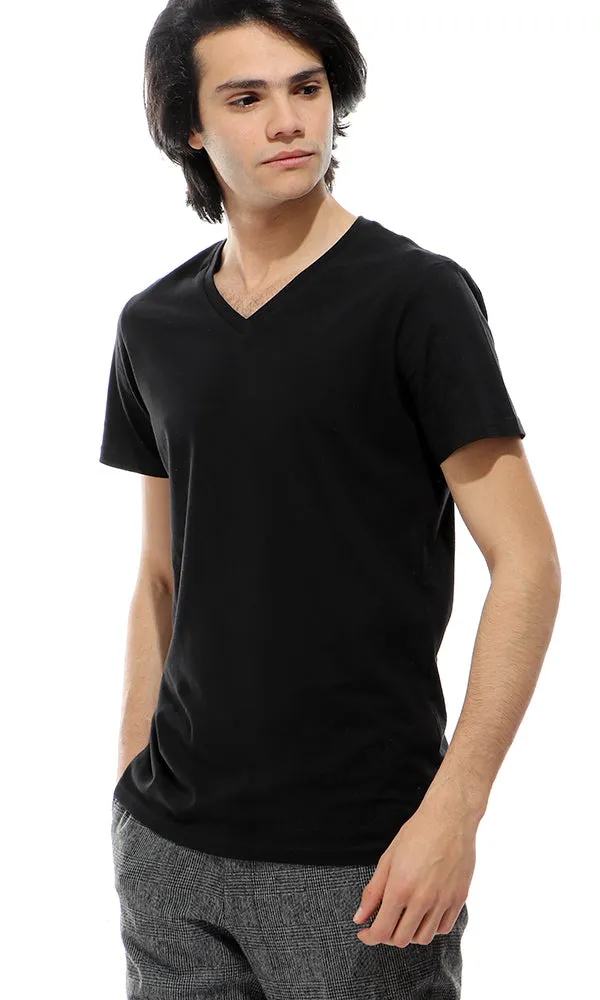 21219 Black V-Neck Slip On Comfy Tee