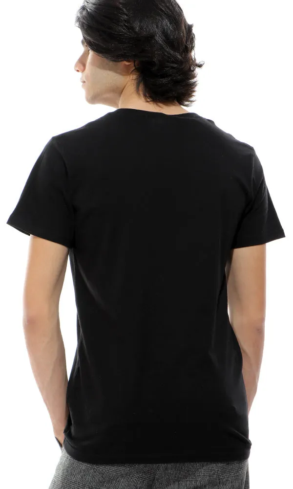 21219 Black V-Neck Slip On Comfy Tee