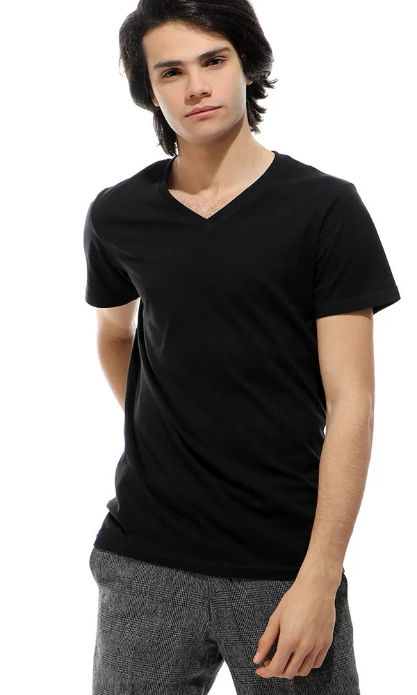 21219 Black V-Neck Slip On Comfy Tee