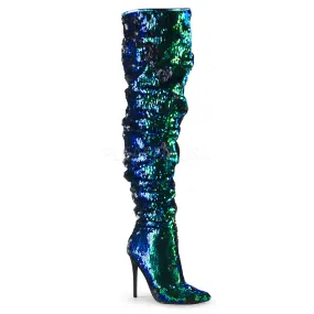 5" Heel Ruched Sequins Knee Boot (COURTLY-3011)