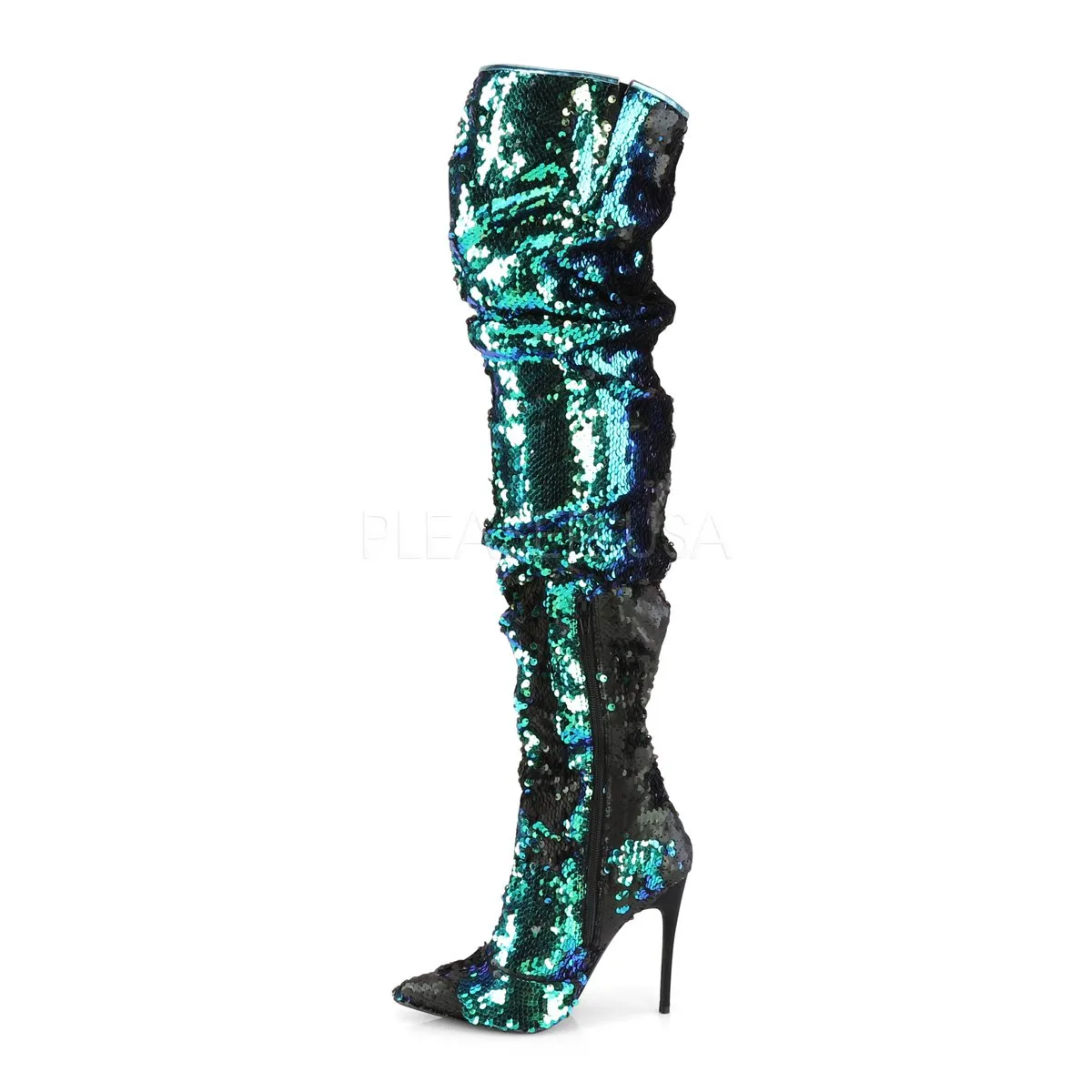 5" Heel Ruched Sequins Knee Boot (COURTLY-3011)