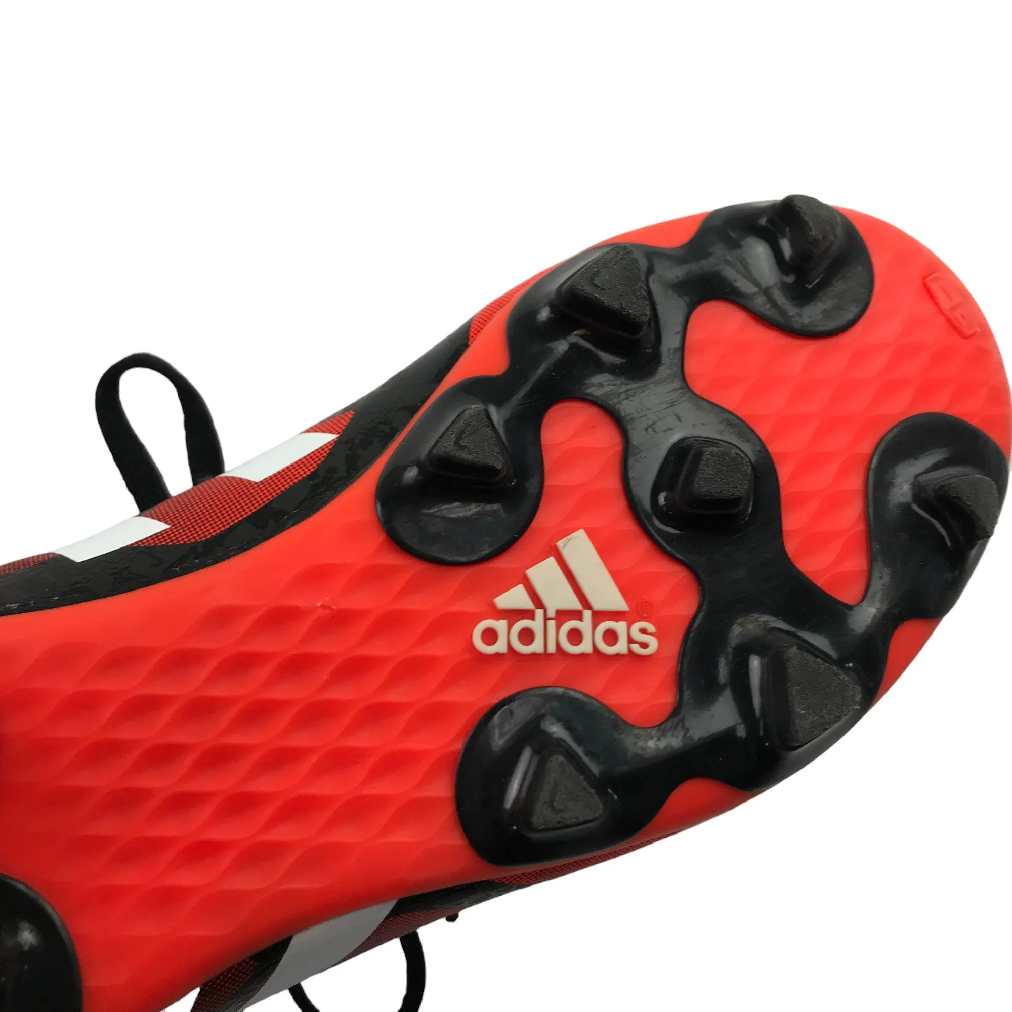 Adidas Predito Instinct football boots shoe size 2 red and black plastic moulded studs