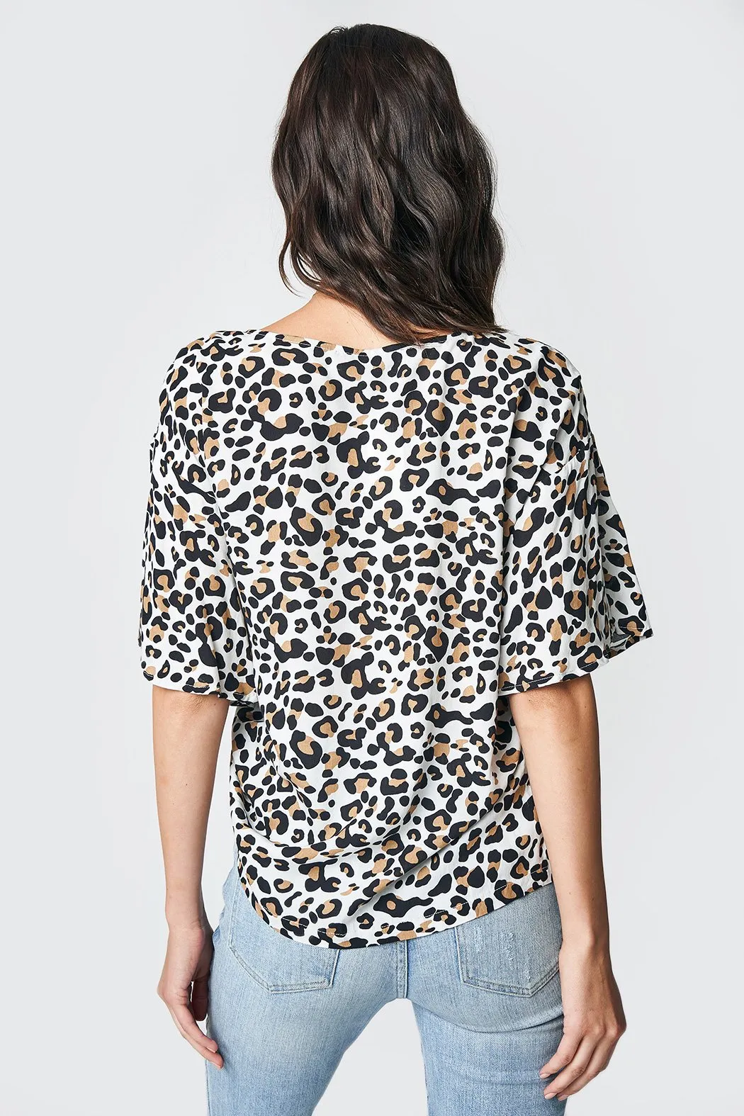 Adler Asymmetrical Drawstring Leopard Print Top