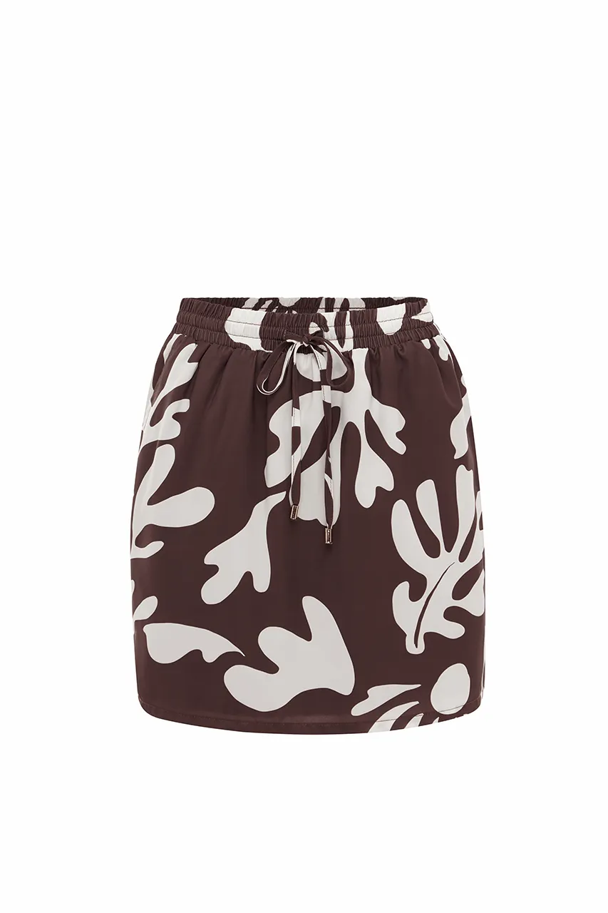 AKELI MINI SKIRT - CHOCOLATE BOTANICA