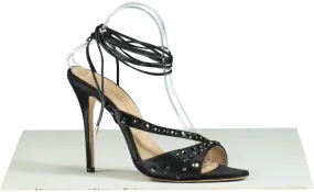 Alessandra Rich Black 100mm Visocse & silk satin Embellished sandals UK 7 EU 40