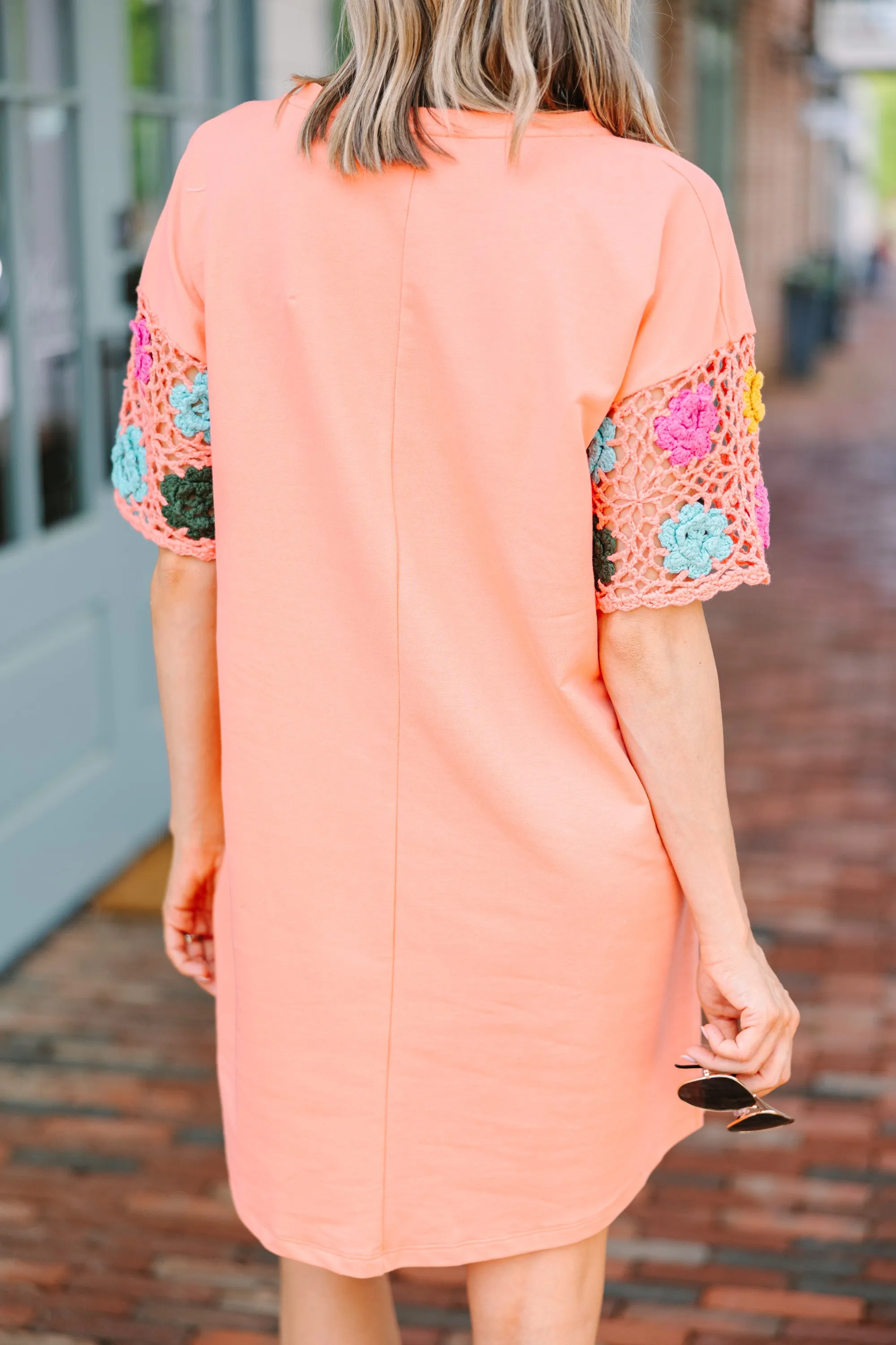 All A Dream Cantaloupe Orange Crochet Dress