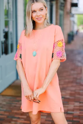 All A Dream Cantaloupe Orange Crochet Dress