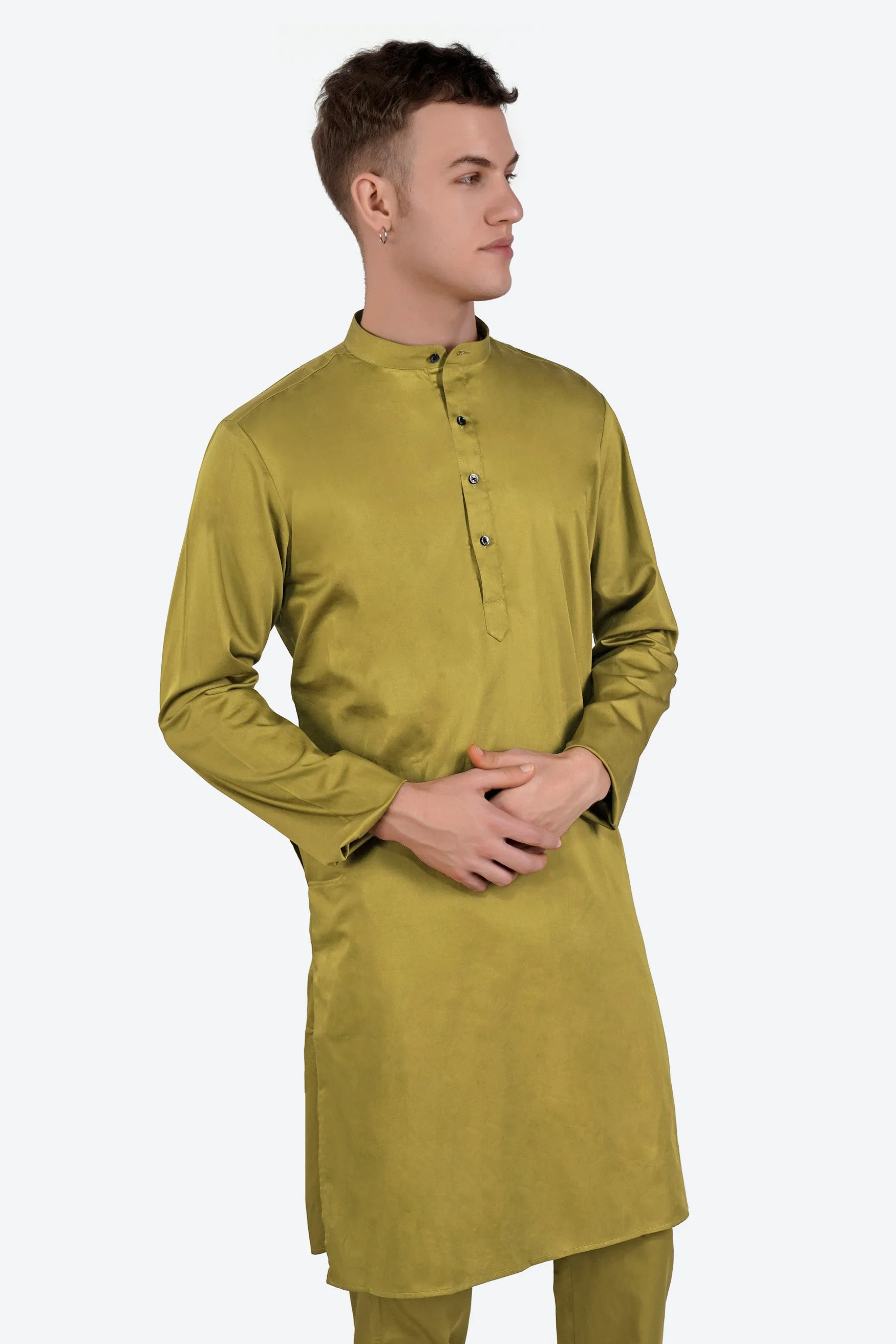 Alpine Green Subtle Sheen Super Soft Premium Cotton Kurta