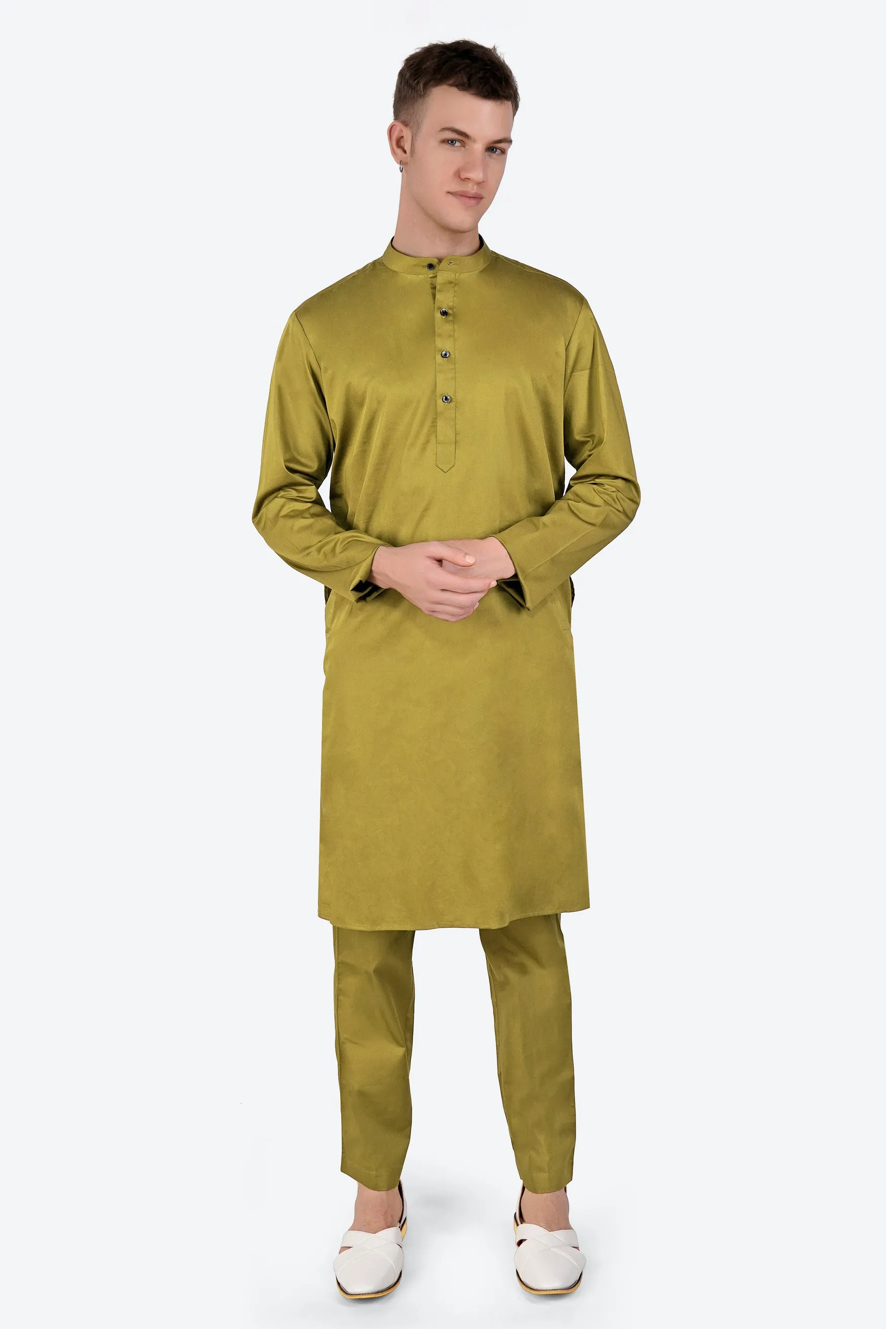 Alpine Green Subtle Sheen Super Soft Premium Cotton Kurta