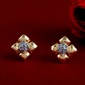 Aqua Austrian Crystal Geometric Stud Earrings