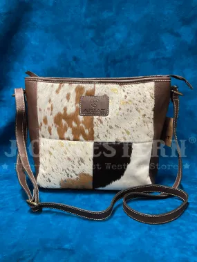 Ariat A770008102 Womens Calf Hair Patchwork Savannah Collection Messenger Bag Brown