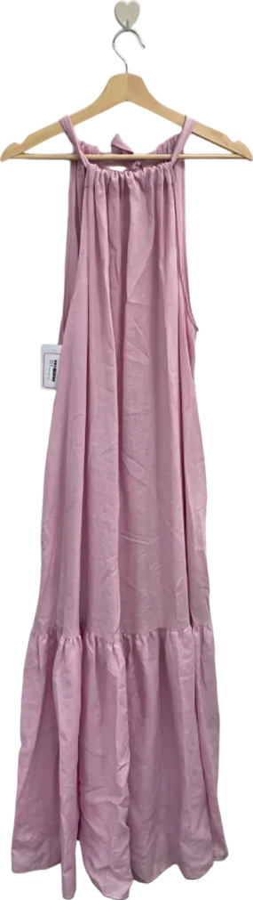 Asceno Pink Linen Dress Medium UK 12