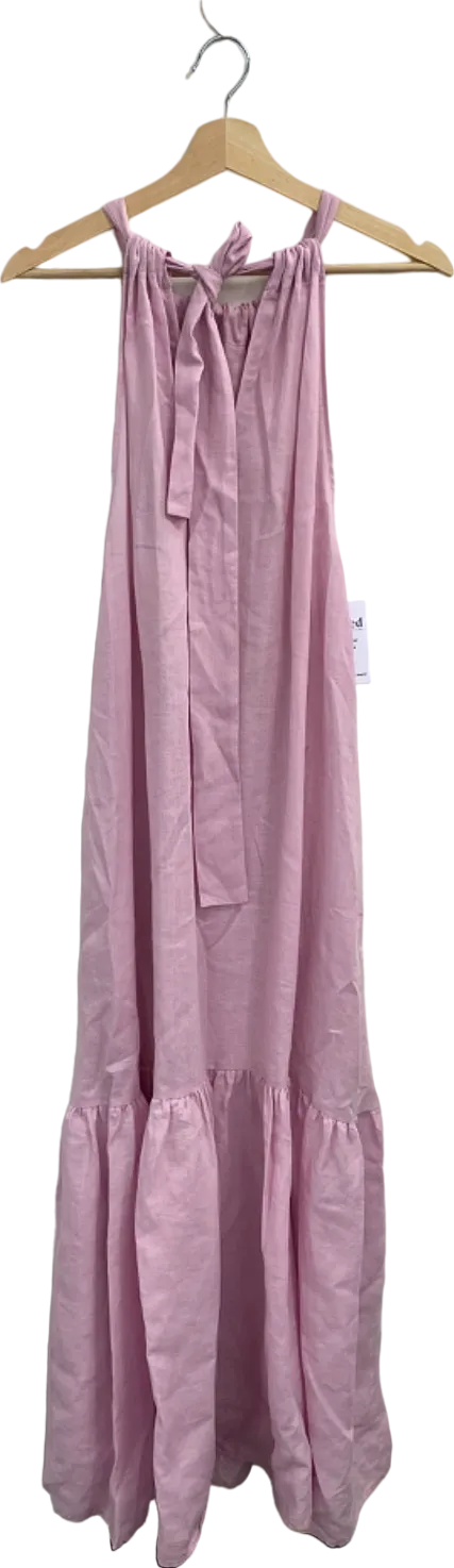 Asceno Pink Linen Dress Medium UK 12