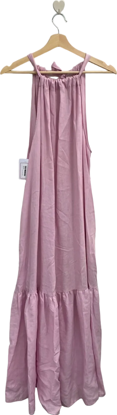 Asceno Pink Linen Dress Medium UK 12