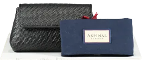 Aspinal Of London Black Evening Clutch In Woven Leather One Size