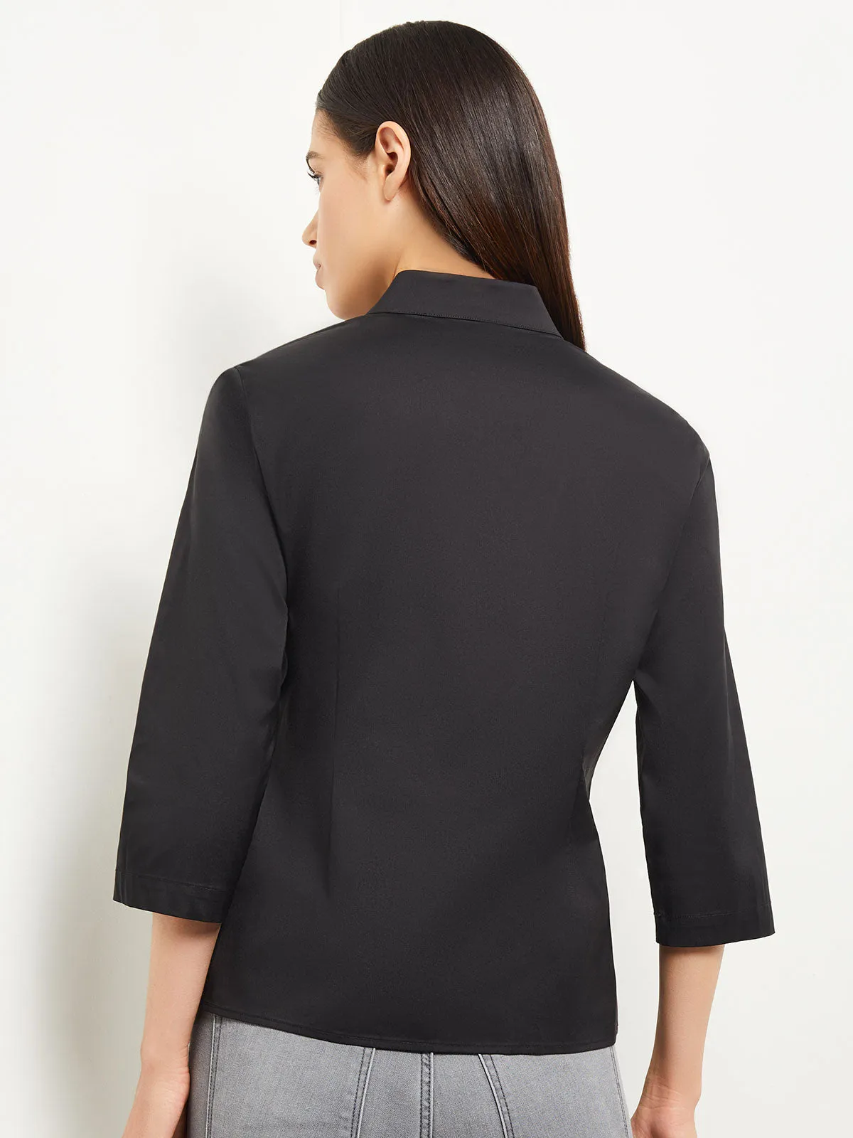 Asymmetrical Side Buckle Cotton Poplin Blouse