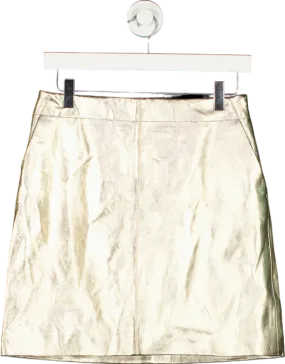 Autograph Gold Leather Skirt UK 10