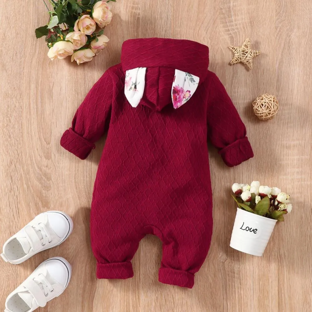 Autumn Winter Casual Hooded Baby Jumpsuit Wholesale Baby Clothes