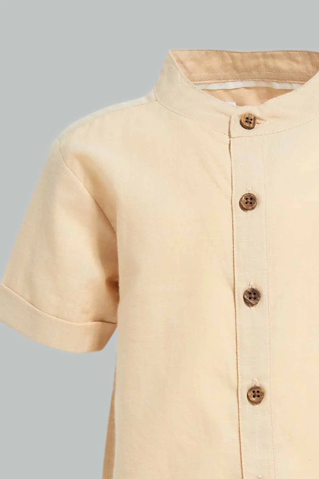 Baby Boys Beige Henley Shirt