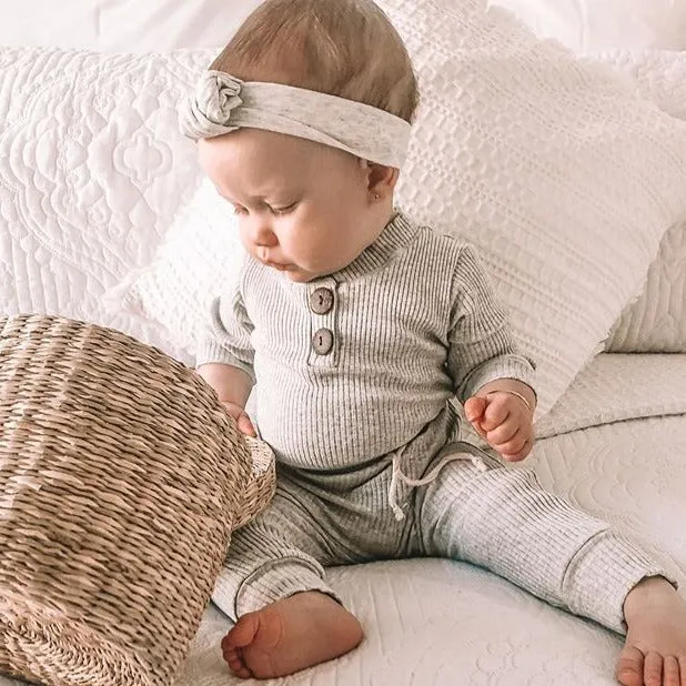 Baby Cotton Set Outfit - Pants and Long Sleeve Romper