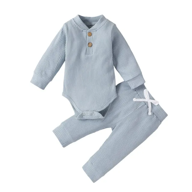 Baby Cotton Set Outfit - Pants and Long Sleeve Romper