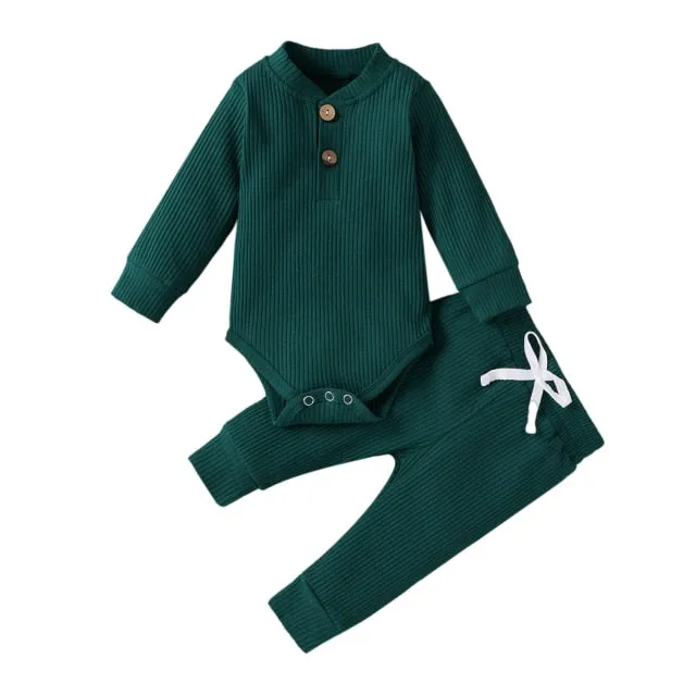 Baby Cotton Set Outfit - Pants and Long Sleeve Romper