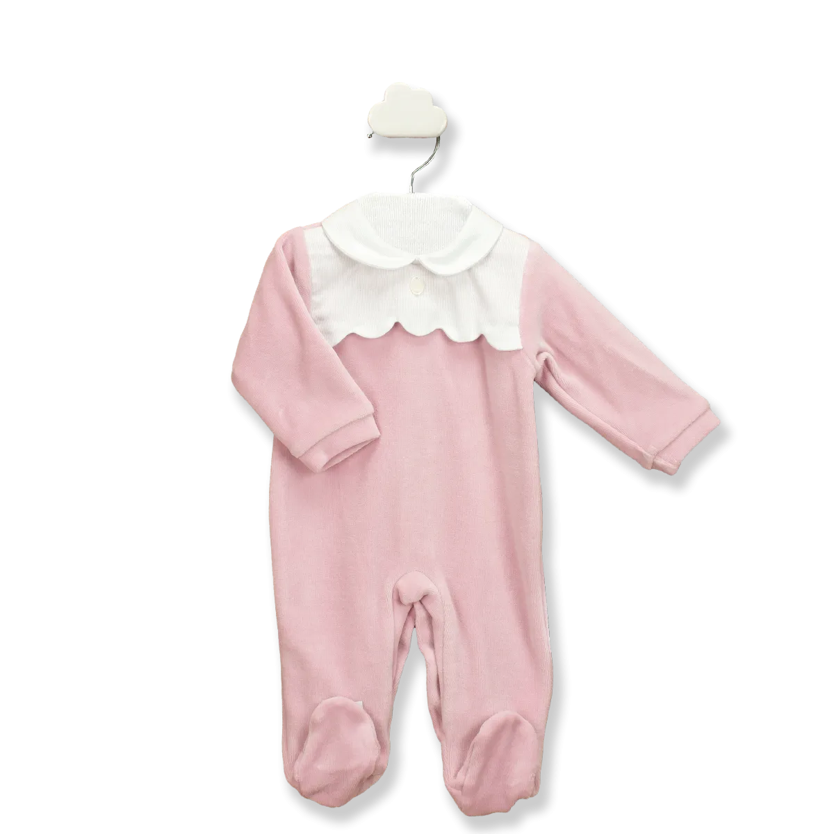 Babygrow - Velour with Scalloped Smocking