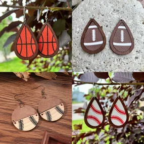 Beautiful Wooden Sports Drop Earrings