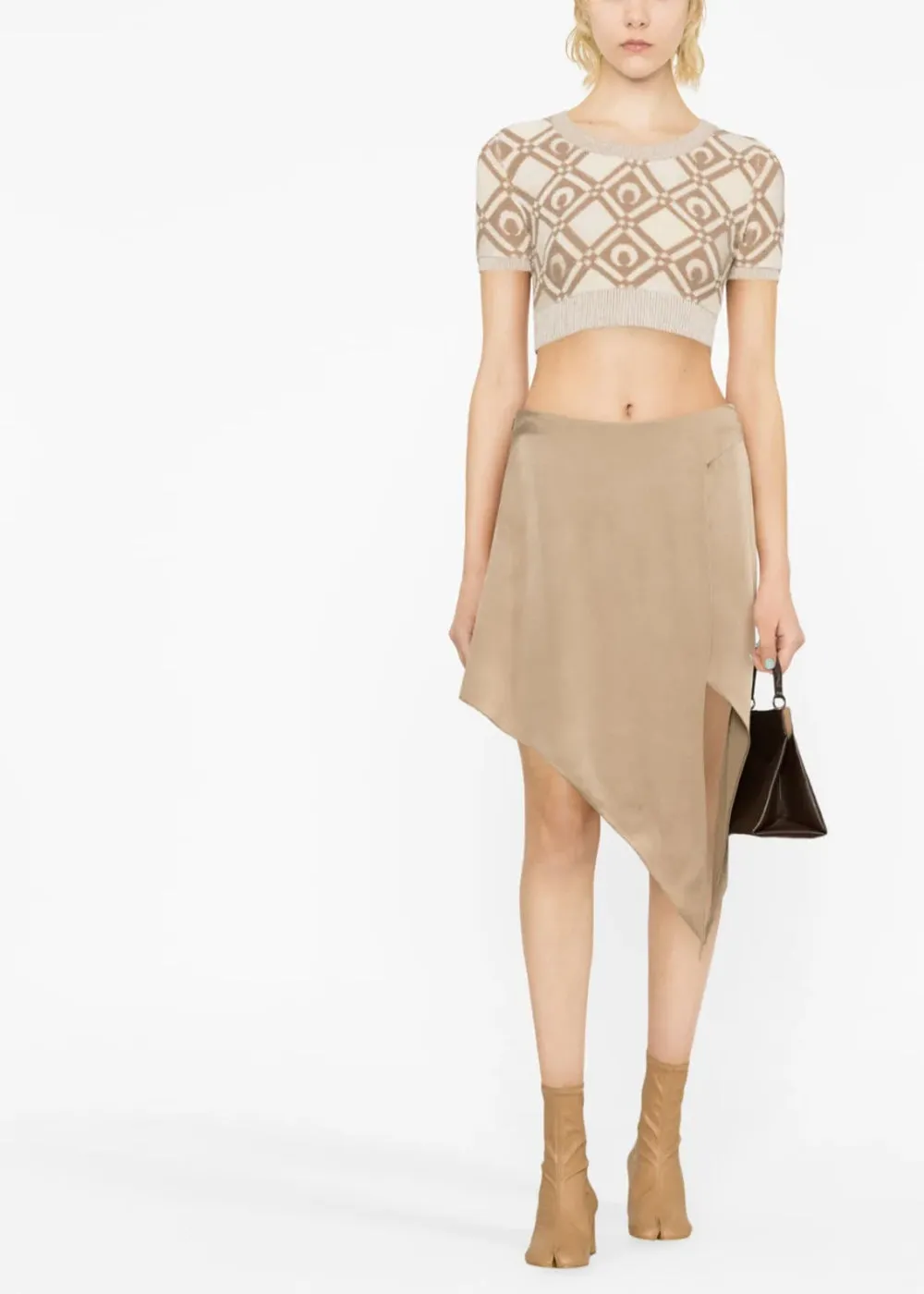 Beige Chunky Jacquard Crop Top