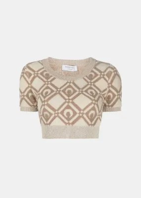 Beige Chunky Jacquard Crop Top