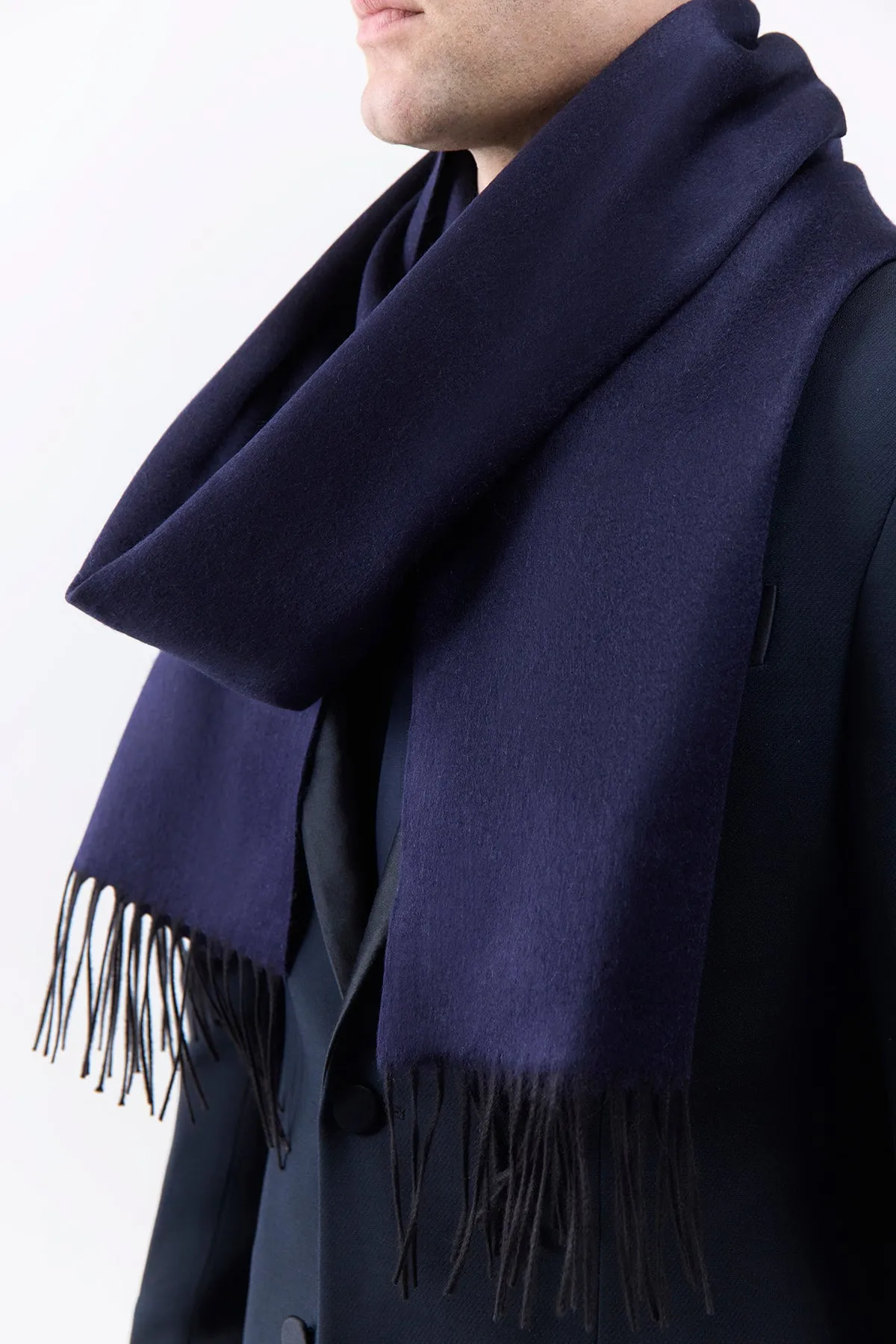 Blaine Scarf in Dark Navy Silk Cashmere