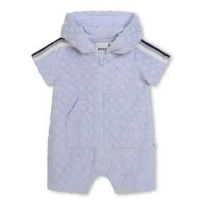 Blue Hooded Short Sleeve Romper