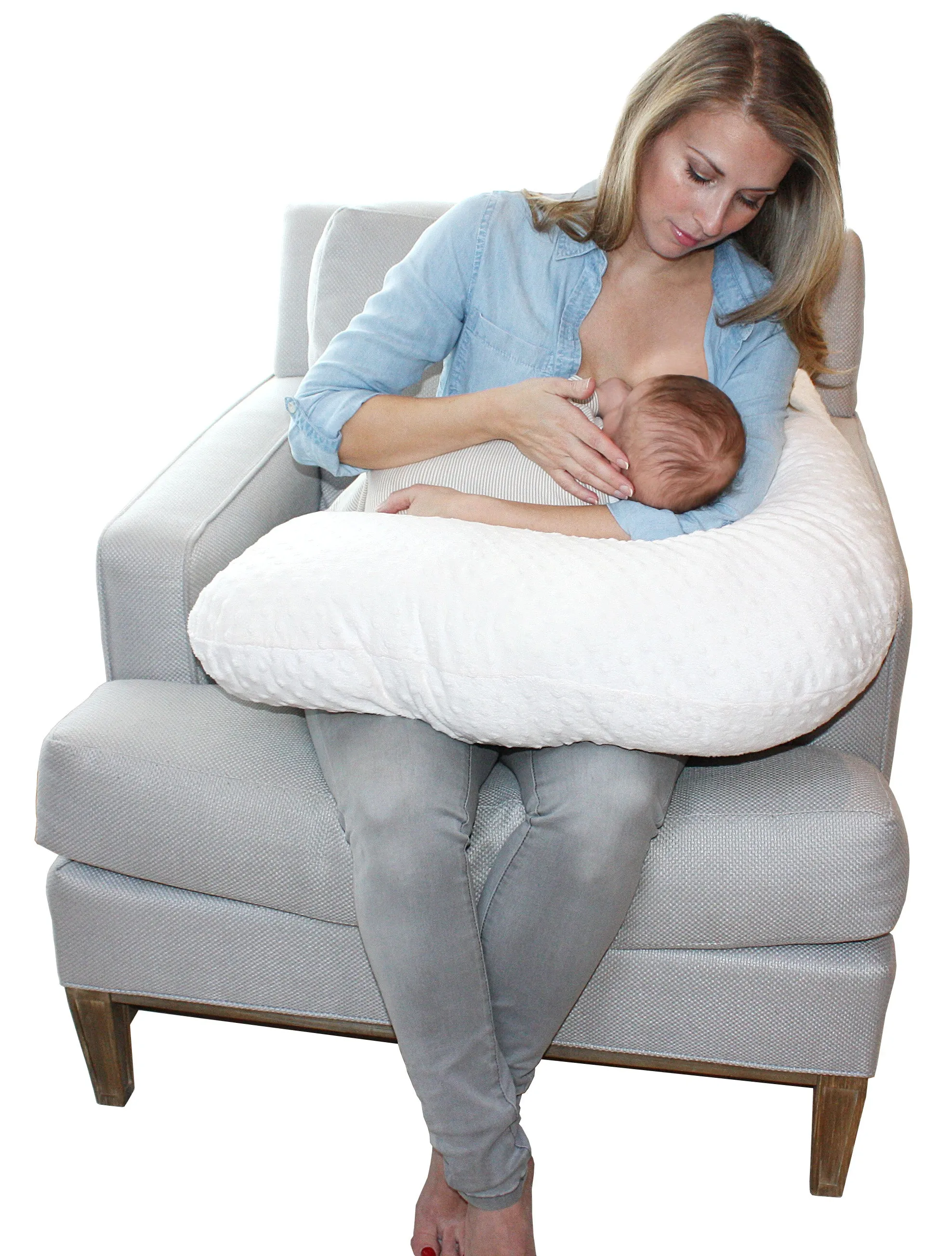 Boomerang Nursing Cushion - White Chenille