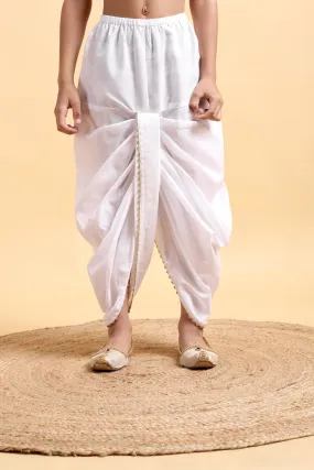 Boys White Cotton Basic Dhoti