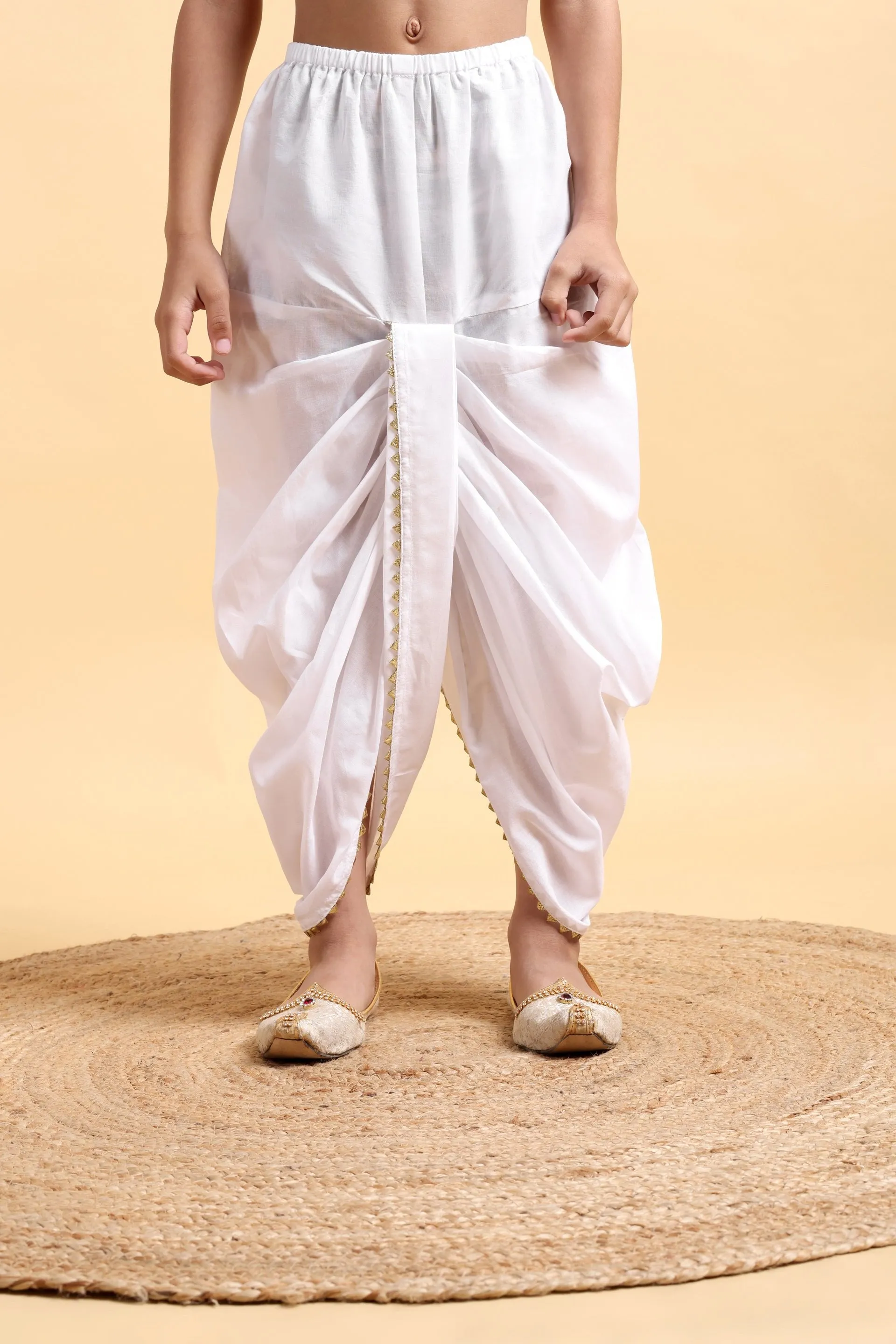 Boys White Cotton Basic Dhoti