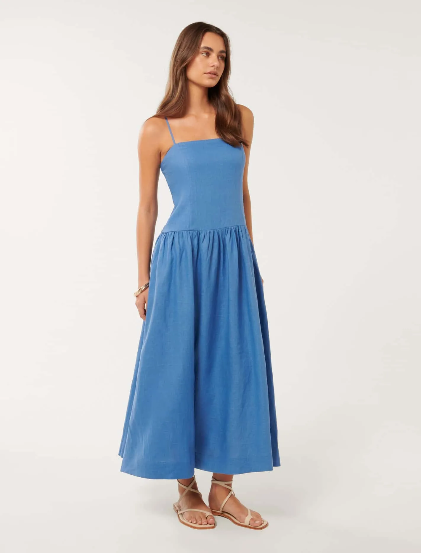 Brooke Linen Drop Waist Midi Dress