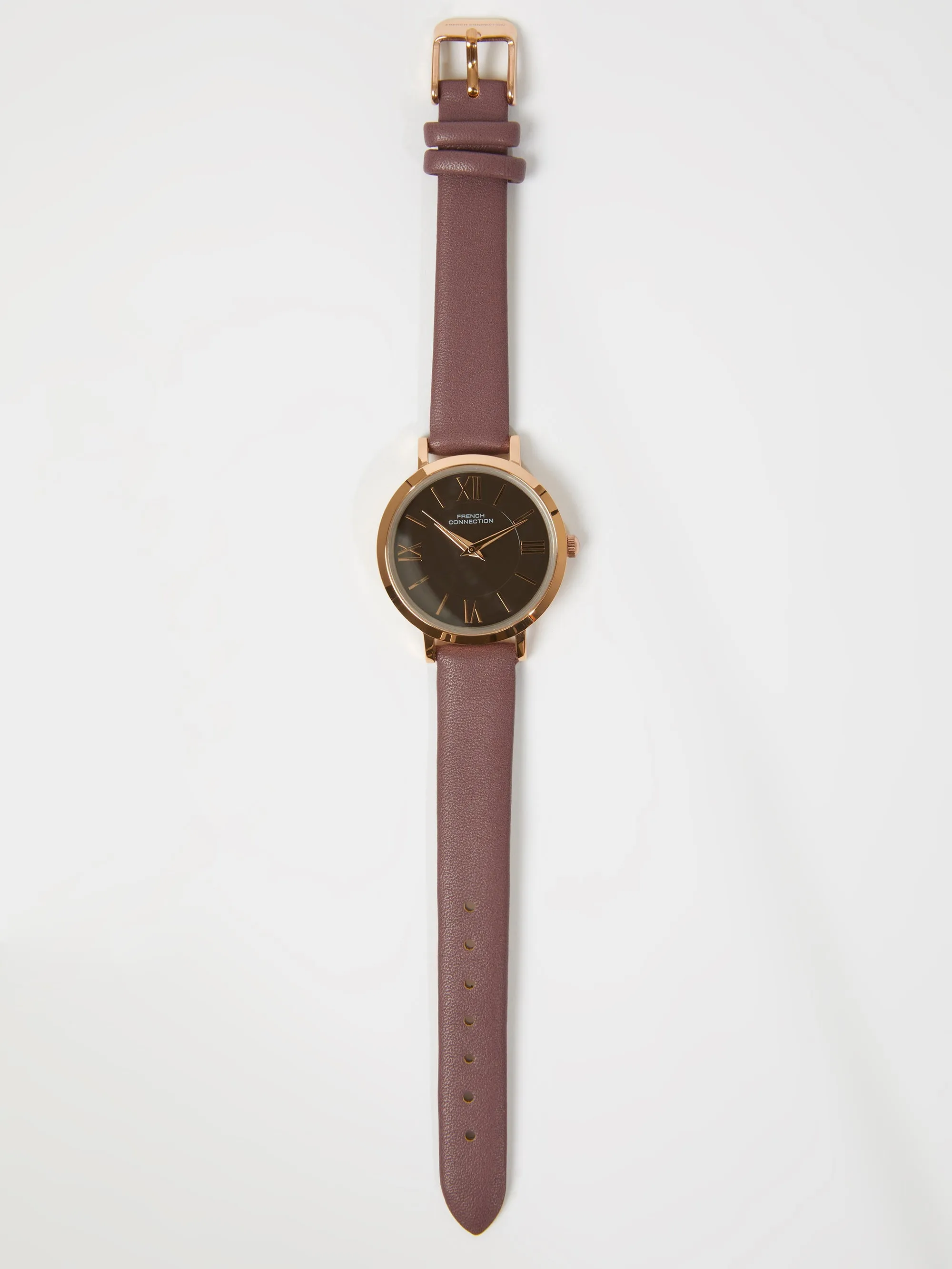 Brown Leather Strap Watch with Brown Dial