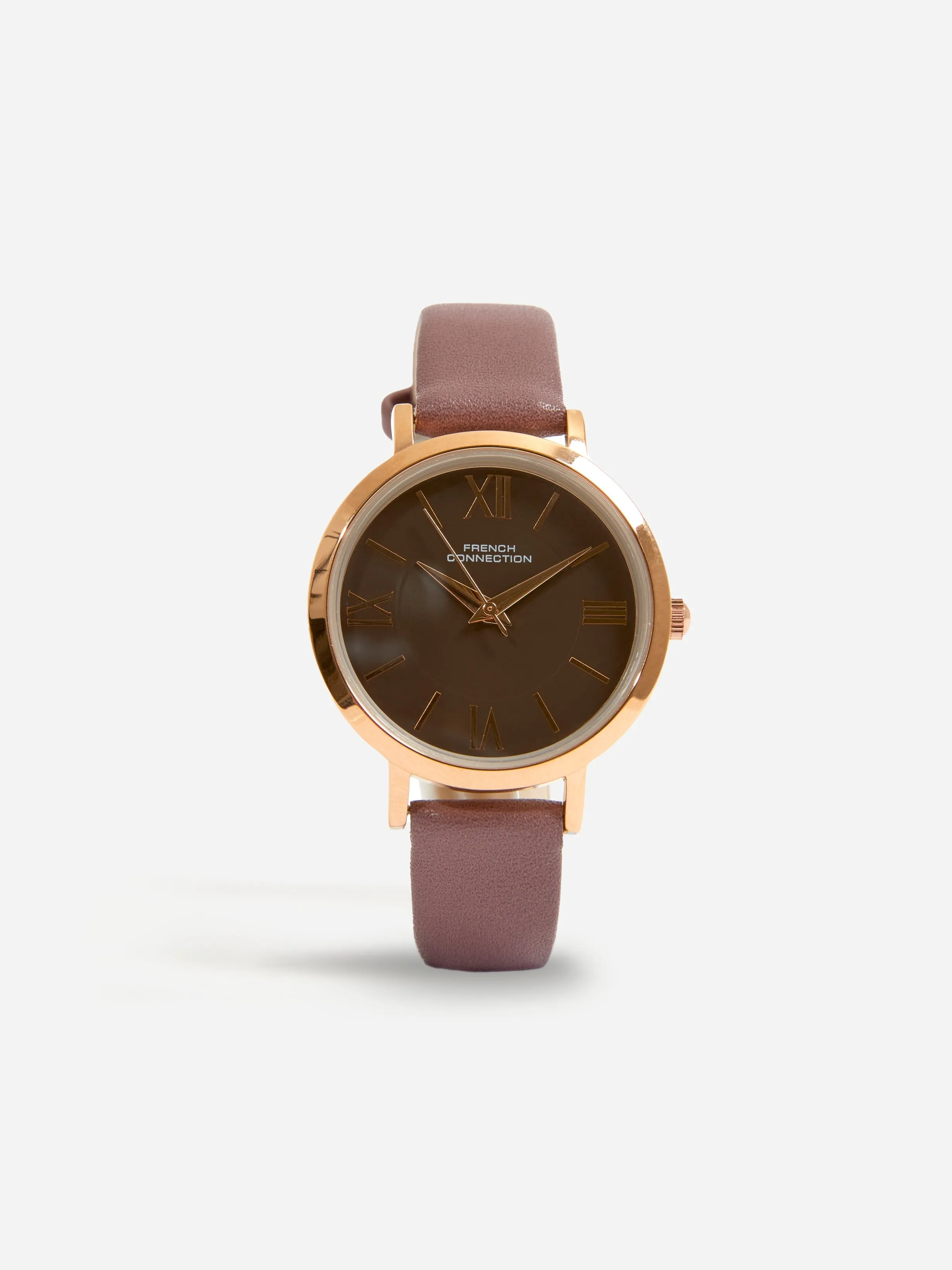 Brown Leather Strap Watch with Brown Dial