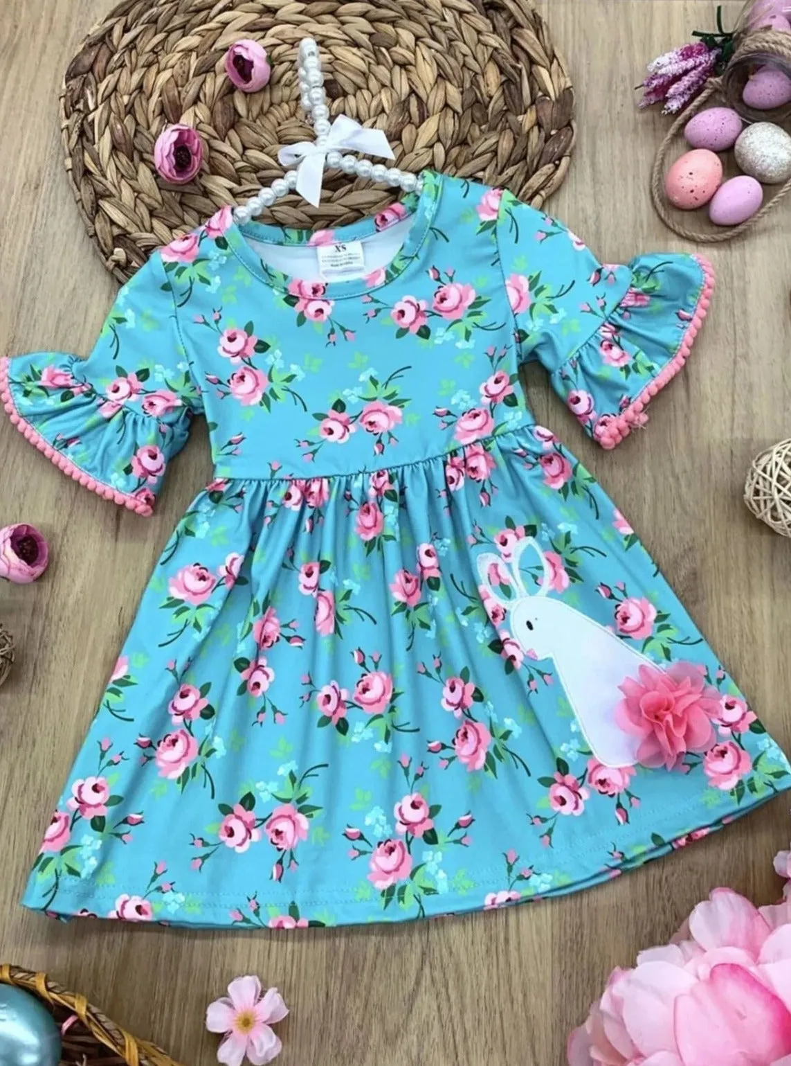 Bunny Floral Ruffle Sleeve Dress