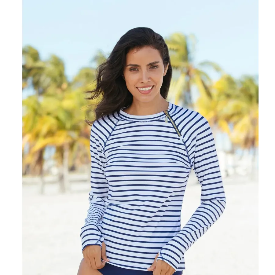 Cabana Life Zipper Rashguard 431-NSE- Essentials Navy