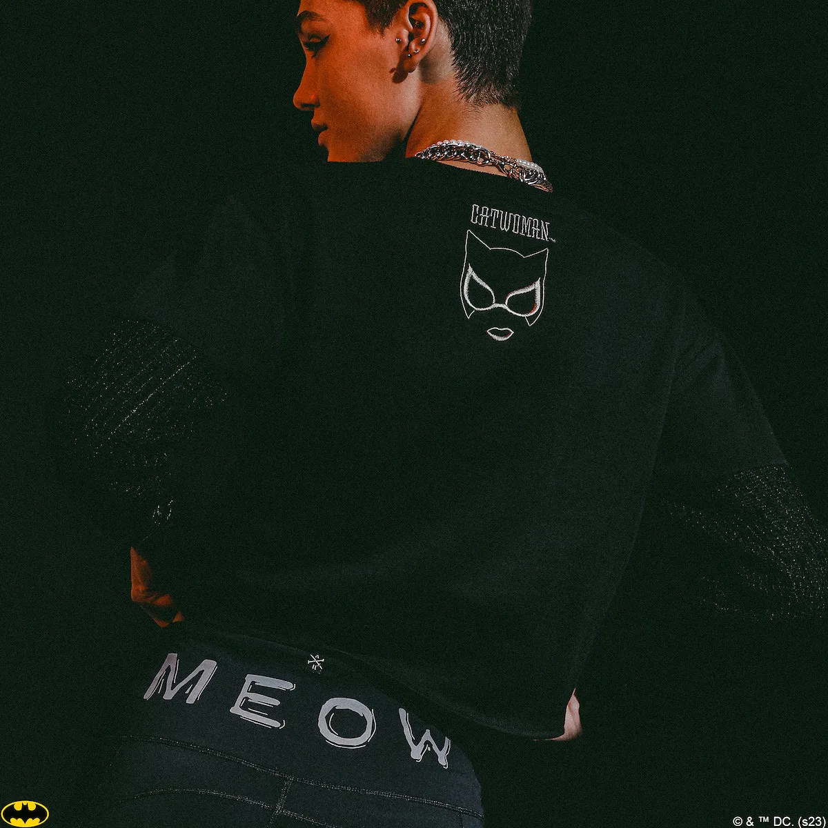 Catwoman Meow Front Tie Long Sleeve