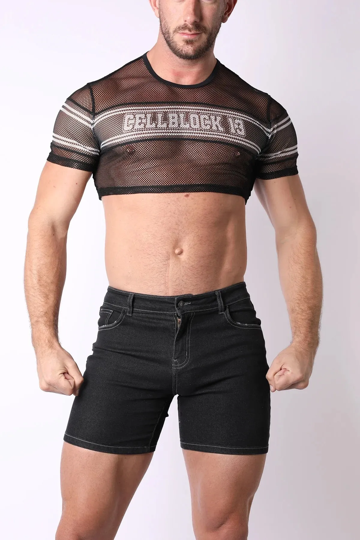 Cellblock 13 Challenger mesh crop top black