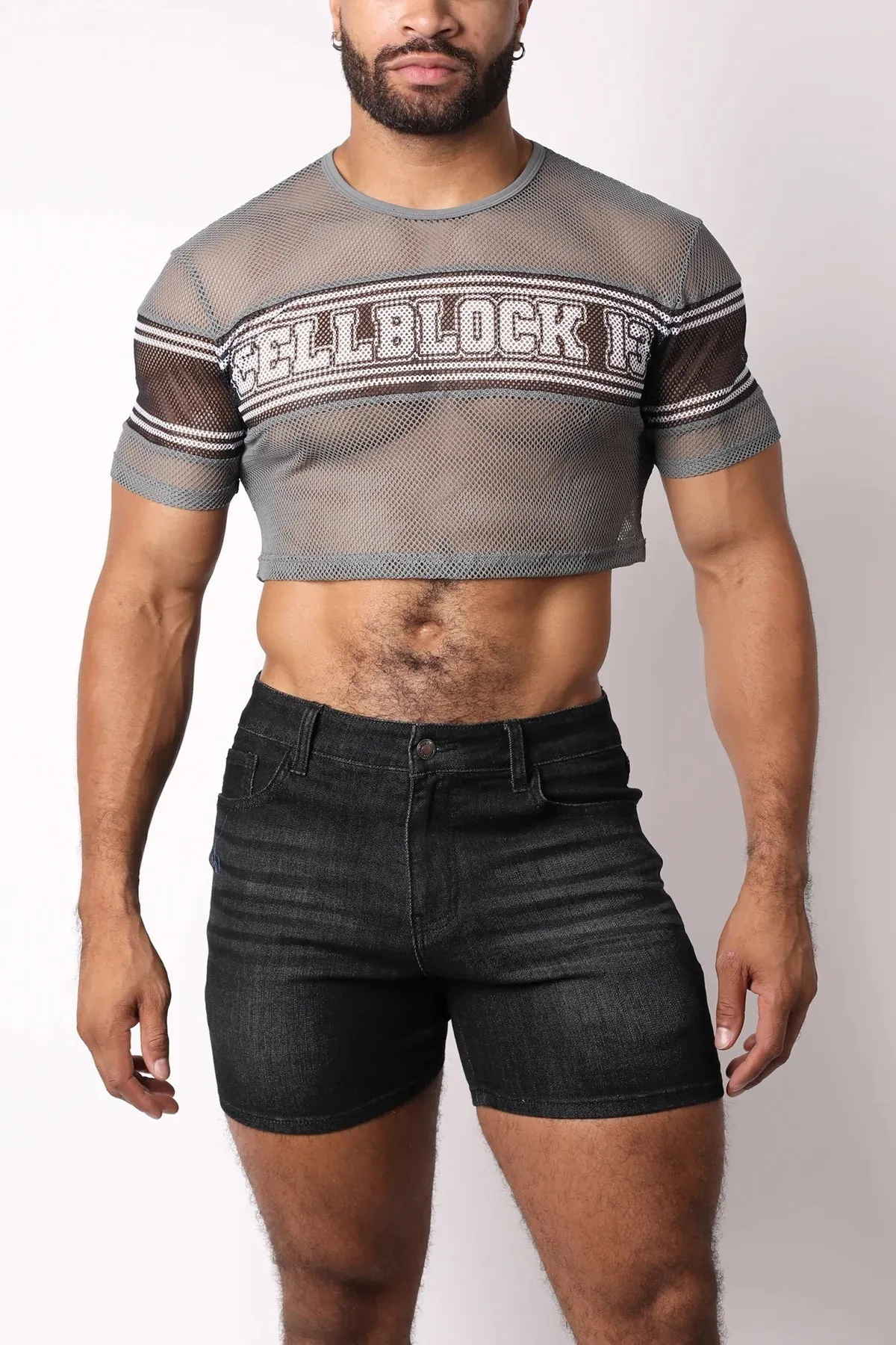 Cellblock 13 Challenger mesh crop top grey